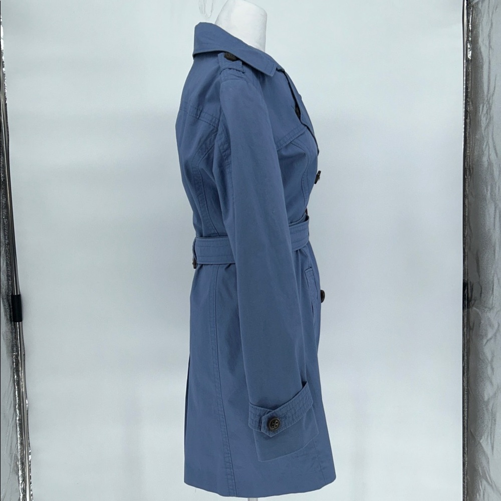 Esprit Blue Trench Coat Womens US 10 Belted Double Breasted Cotton - Picture 4 of 13